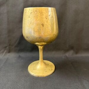 Vintage Brass Goblet Chalice Made in India Rustic Gold Wine Cup